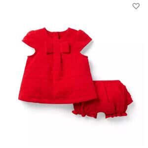 Janie and Jack Baby Girl Quilted Valentine's Day Red Heart Bow Matching Set 6mo